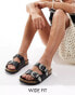 Фото #1 товара ASOS DESIGN Wide Fit Famous double strap western sandals in black