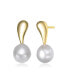 ფოტო #1 პროდუქტის Sterling Silver 14K Gold Plated with Genuine Freshwater Round Pearl Stud Earrings