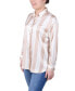 ფოტო #3 პროდუქტის Women's Long Sleeve Striped Satin Blouse