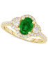 Фото #1 товара Кольцо Macy's Emerald & Diamond Halo 14k Gold