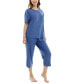 ფოტო #8 პროდუქტის Women's 2-Pc. Cropped Anchor-Print Pajamas Set
