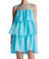 Women's Organza Gridded Tiered Sleeveless Mini Dress