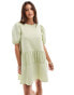 Фото #1 товара Brave Soul puff sleeve tier dress in sage green