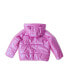 ფოტო #2 პროდუქტის Bear paw Toddler Girls Iridescent Shiny Fleece Lined Puffer Coat with Hood