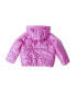 Bear paw Toddler Girls Iridescent Shiny Fleece Lined Puffer Coat with Hood