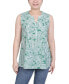 ფოტო #1 პროდუქტის Petite Sleeveless Printed Pintucked Blouse