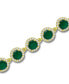 Emerald Green Glass Cubic Zirconia Halo Link Bracelet