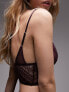 Topshop Katya lace and mesh longline triangle bra in plum