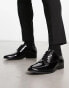 ASOS DESIGN formal lace up shoes in black patent faux leather