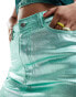 Фото #5 товара In The Style metallic denim mini skirt in turquoise