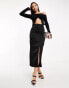 NaaNaa Tall satin midi skirt with cargo pockets in black