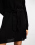 Glamorous tie waist mini jumper dress in black knit