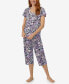 Фото #1 товара Women's Short Sleeve Top Capri Pants 2-Pc. Pajama Set