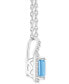 ფოტო #3 პროდუქტის Aquamarine (1/2 ct. t.w.) & Diamond (1/8 ct. t.w.) Halo 18" Pendant Necklace in Sterling Silver (Also in Opal)