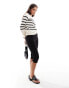 Vero Moda crew neck jumper in cream with black stripes