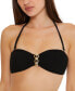 ფოტო #1 პროდუქტის Women's Black Sands Textured Molded Bandeau Bikini Top