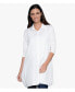 Women's 3/4 Sleeve Button-Front Cotton Poplin Shirt Top Tiburon Tunic Icon