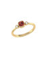ფოტო #1 პროდუქტის Cushion Garnet Gemstone Round Natural Diamond 14K Yellow Gold Birthstone Ring