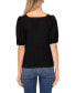 Women's Short Puff Sleeve Square Neck Knit Top