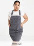Фото #1 товара Dr Denim Plus relaxed pinafore dress in charcole