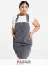 Dr Denim Plus relaxed pinafore dress in charcole