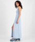 ფოტო #3 პროდუქტის Women's Cruz Floral-Print Slit-Front V-Neck Denim Maxi Dress