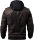 Фото #6 товара KEFITEVD Men's Faux Leather Biker Jacket, Biker Jacket with Removable Hood, Transition Jacket, Vintage Bomber Jacket, Stylish Men's Jacket, Autumn / Winter Leisure Jacket