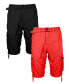 ფოტო #1 პროდუქტის Men's Vintage-Like Cotton Cargo Belted Shorts, Pack of 2