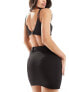 Kaiia diamante padlock mini skirt co-ord in black