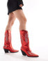 Azalea Wang Timothee western knee boots in metallic red