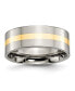 Фото #1 товара Titanium 14k Gold Inlay Flat Wedding Band Ring