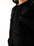 River Island velvet embroidered mini smock dress in black