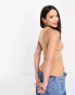 Pieces Tall racer neck tank top in camel XS - фото #4