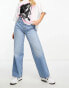 ASOS DESIGN Hourglass wide leg dad jeans in mid blue