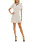 ფოტო #1 პროდუქტის Juniors' Puff-Sleeve Ruffle Hem A-Line Tweed Dress