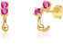 Gold plated earrings with silver rings with fuchsia zircons SVLE0701XH2GR00