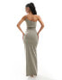 Фото #8 товара Vesper exclusive asymmetric one shoulder bodycon maxi dress in stone