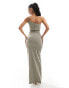 Фото #4 товара Vesper exclusive asymmetric one shoulder bodycon maxi dress in stone