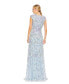 Фото #3 товара Women's Sequined High Neck Cap Sleeve A Line Gown