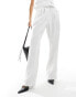 4th & Reckless linen look straight leg trousers co-ord in white pinstripe