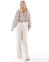 Фото #3 товара Miss Selfridge Petite linen blend pull on wide leg trouser in stone