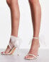 Фото #4 товара Truffle Collection bridal bow back stiletto heeled sandals in white satin