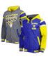 ფოტო #1 პროდუქტის Men's Royal, Gray Los Angeles Rams Extreme Full Back Reversible Hoodie Full-Zip Jacket