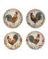 Floral Rooster Set of 4 Soup/Pasta Bowl 9"