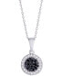Фото #1 товара Macy's black and White Diamond 1/4 ct. t.w. Round Pendant Necklace in Sterling Silver