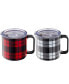 Stackable Plaid Insulated Coffee Mugs, Set of 2