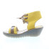 Fly London Yaje YAJE301FLY-001 Womens Yellow Leather Wedges Sandals Shoes 41