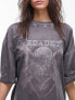 Topshop graphic license Megadeath oversized tee in charcoal