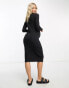 Threadbare Maternity button down front midi dress in black