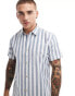 Jack & Jones oxford stripe shirt in blue BLAU, M - Chest 100cm - фото #3